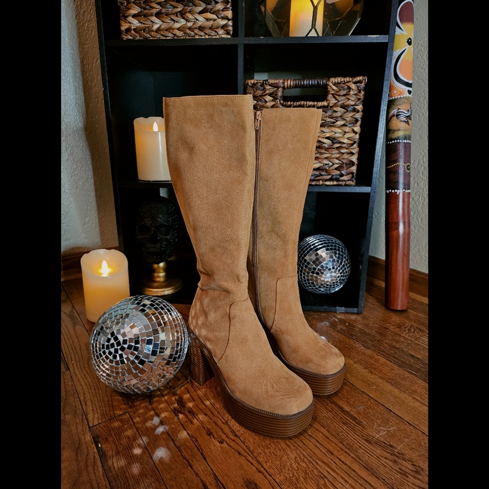 Sand colored gogo boots
